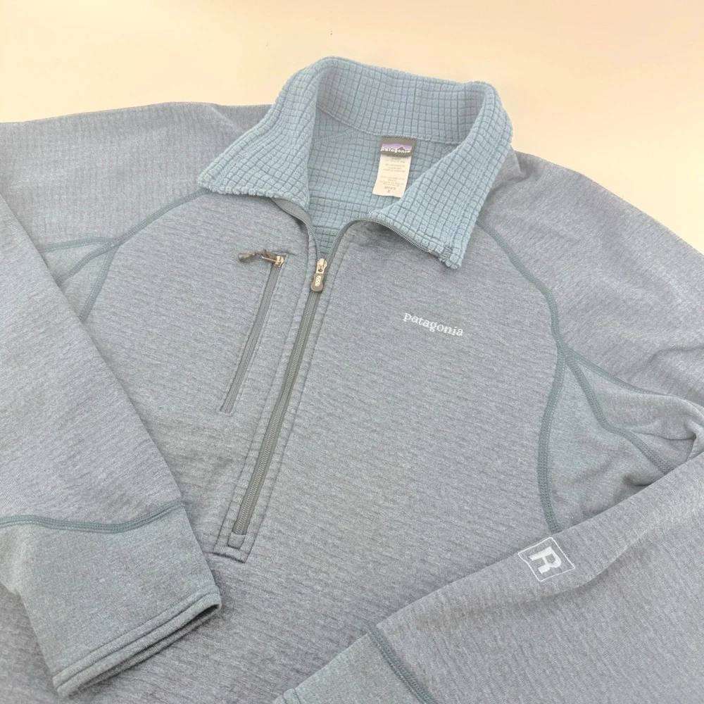 Patagonia R1 Polartec Power Grid Fleece Quarter Zip Pullover Mens Small Blue